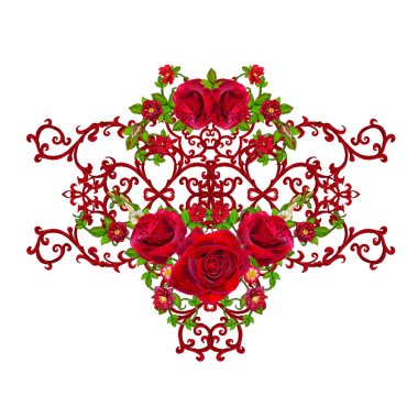 Oryantal tarzı Arabesk. Parlak dantel, stilize çiçekler. Ope