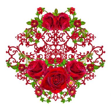 Oryantal tarzı Arabesk. Parlak dantel, stilize çiçekler. Ope