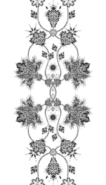 Seamless pattern. Brilliant lace, stylized flowers. Openwork weaving delicate, Paisley. Monochrome tracery, openwork curls. — Stock Photo, Image