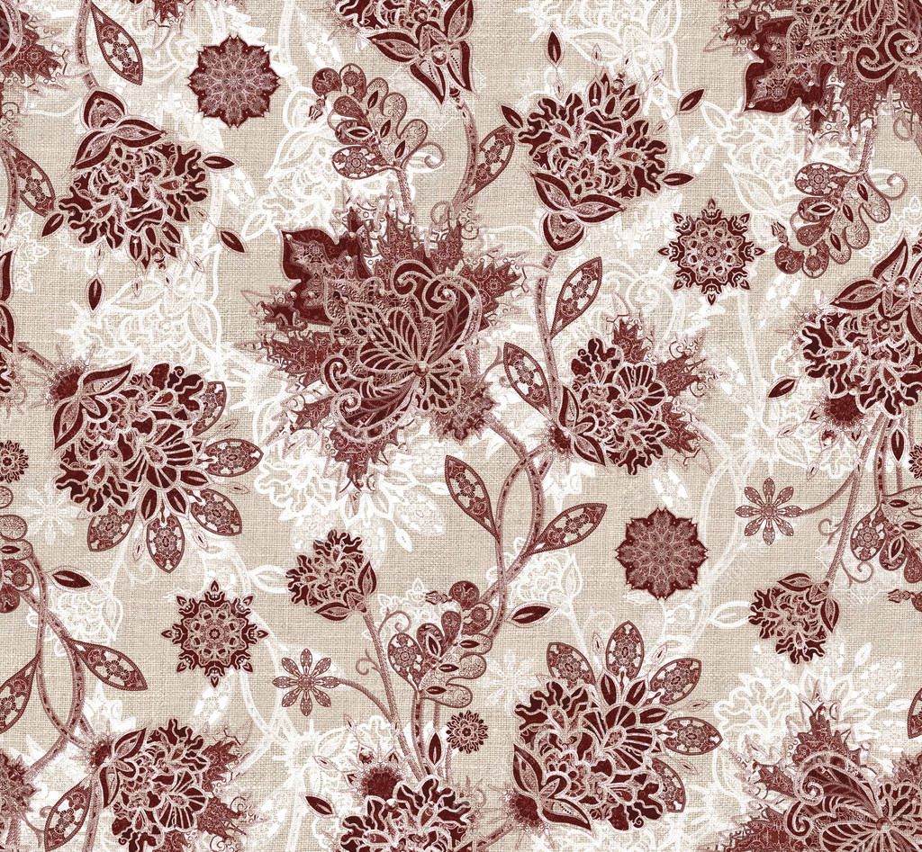 Seamless pattern. Brilliant lace, stylized flowers. Openwork weaving delicate, Paisley. Monochrome tracery, openwork curls.