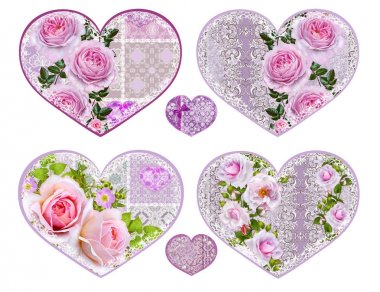 Kalp, nazik pembe pastel gül şeklinde rakamlar.