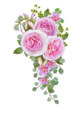 Çiçek arka plan. Garland çiçek, ihale pembe Gül, çilek ve bırakır. Tebrik kartı, davetiye, kartvizit.