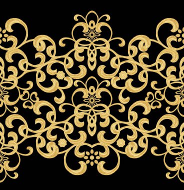 Seamless modeli. Altın dokulu bukleler. Oryantal tarzda arabesqu