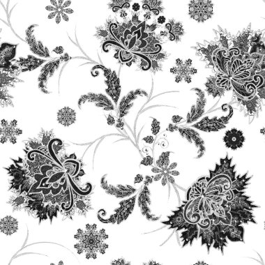 Seamless modeli. Parlak dantel, stilize çiçekler. Ajur Paisley hassas, dokuma. Tek renkli oyma Ajur bukleler.