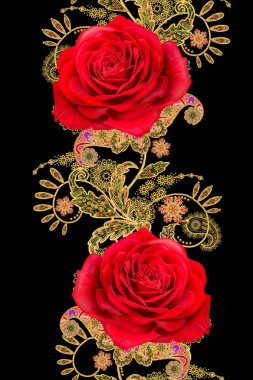 Seamless modeli. Altın dokulu bukleler. Parlak dantel, stilize