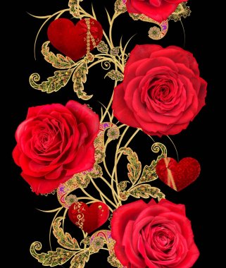 Seamless modeli. Altın dokulu bukleler. Parlak dantel, stilize