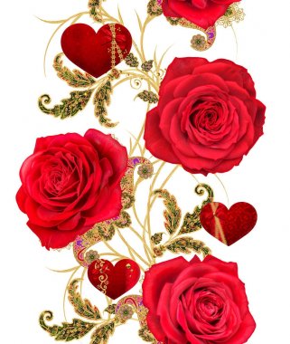 Seamless modeli. Altın dokulu bukleler. Parlak dantel, stilize