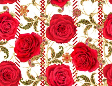 Seamless modeli. Altın dokulu bukleler. Parlak dantel, stilize