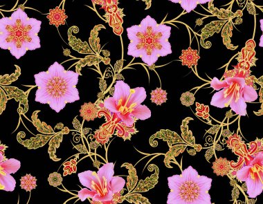 Seamless modeli. Altın dokulu bukleler. Parlak dantel, stilize