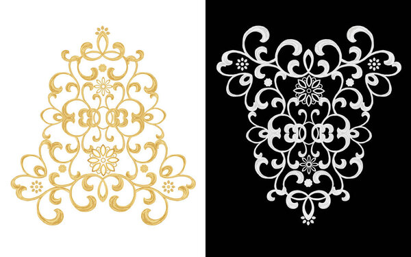 набор декоративных элементов. Блестящие золотые и серебряные локоны, арабский мотив, арабески. Isolated
.