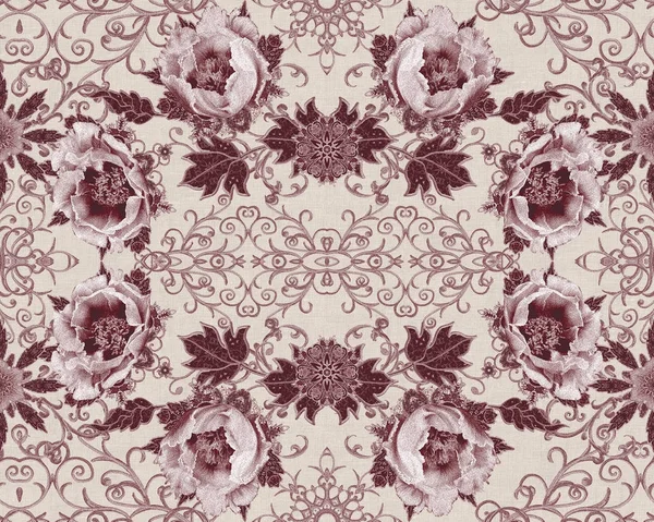 Nahtloses Muster Brillante Spitze Stilisierte Blumen Durchbrochene Webarbeiten Zart Paisley — Stockfoto