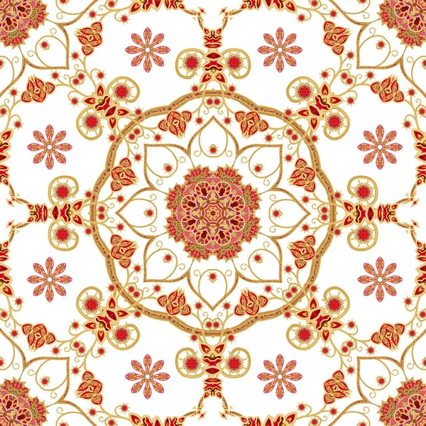 Vzor Bezešvé Zlaté Texturou Kadeře Brilantní Krajky Stylizované Květiny Prolamované — Stock fotografie