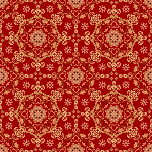 Seamless modeli. Altın dokulu bukleler. Parlak dantel, stilize çiçekler. Narin, altın arka plan, Paisley dokuma Ajur.