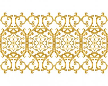 Seamless modeli. Altın dokulu bukleler. Oryantal tarzı Arabesk. Parlak dantel, stilize çiçekler. Narin, altın arka plan dokuma Ajur.