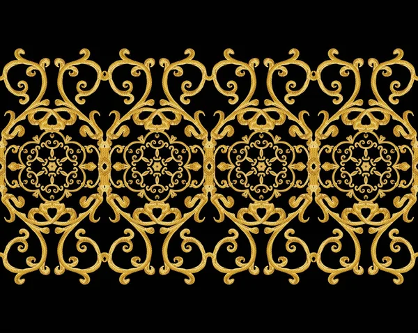 Χωρίς Ραφή Πρότυπο Χρυσή Ανάγλυφη Μπούκλες Ανατολίτικο Στυλ Αραβουργήματα Λαμπρή — Φωτογραφία Αρχείου