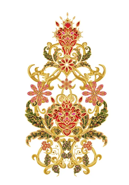 Stilize altın parlak çiçek desenli dekor unsurları, yüksek kaynaklanıyor. Beyaz arka plan üzerinde izole.