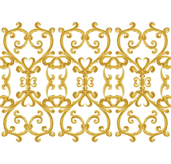 Seamless Mönster Gyllene Texturerat Lockar Orientalisk Stil Arabesker Lysande Spetsar — Stockfoto