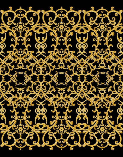 Nahtloses Muster Goldene Strukturierte Locken Arabesken Orientalischen Stils Brillante Spitze — Stockfoto