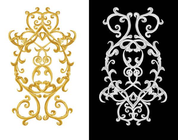 набор декоративных элементов. Блестящие золотые и серебряные локоны, арабский мотив, арабески. Isolated
.