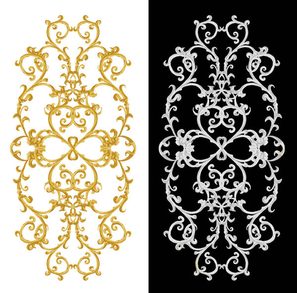 набор декоративных элементов. Блестящие золотые и серебряные локоны, арабский мотив, арабески. Isolated
.