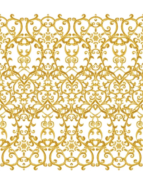 Seamless Pattern Golden Textured Curls Oriental Style Arabesques Brilliant Lace — Stock Photo, Image