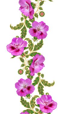 Seamless modeli. Altın dokulu bukleler. Parlak dantel, stilize çiçekler. Narin, altın arka plan, Paisley dokuma Ajur.