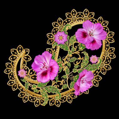 desenli dekor unsurları. Altın Hint salatalık, desenli. Stilize çiçek, dokuma, dantel, öğe Doğu tasarım ambalaj Tekstil Ajur.