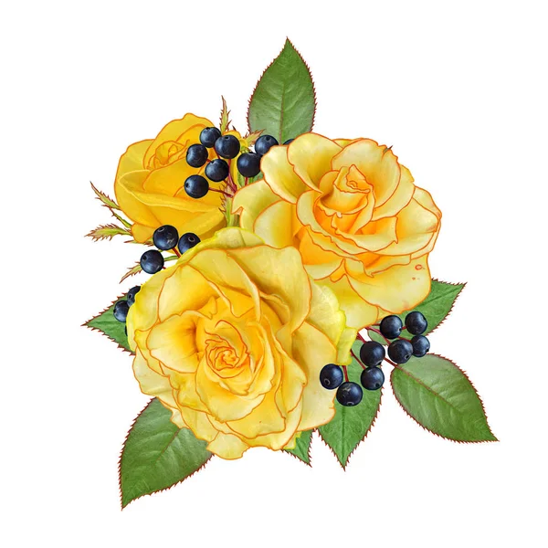 Çiçek arka plan. Garland çiçek, Sarı Gül, çilek ve bırakır. Tebrik kartı, davetiye, kartvizit.