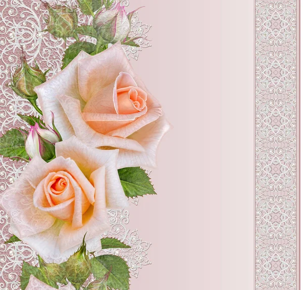 Fond floral. Salutations carte postale vintage, ton pastel, vieux s — Photo