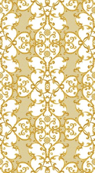 Seamless pattern. Golden textured curls. Oriental style arabesques. Brilliant lace, stylized flowers. Openwork weaving delicate, golden background. — Stock Photo, Image