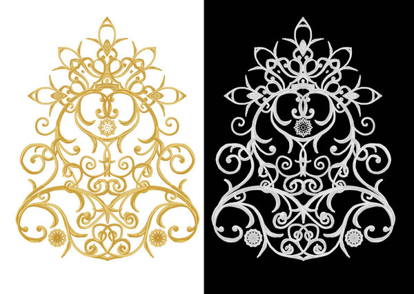 набор декоративных элементов. Блестящие золотые и серебряные локоны, арабский мотив, арабески. Isolated
.