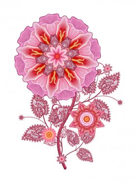 Dekoratif dekorasyon, desenli eleman, hassas dokulu yaprak güzel dantel ve inci yapılmış. Parlak bukleler, bud pastel pembe Gül jeweled. Hassas dokuma Ajur.