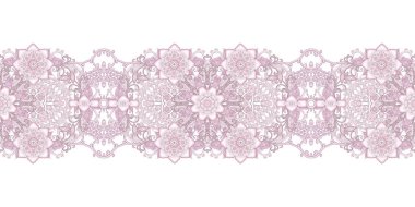 Seamless modeli. Dekoratif dekorasyon, desenli eleman, hassas dokulu yaprak güzel dantel ve inci yapılmış. Parlak bukleler, bud pastel pembe Gül jeweled. Hassas dokuma Ajur.