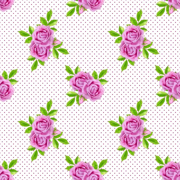 Padrão Floral Sem Costura Buquê Belas Rosas Rosa Realistas — Fotografia de Stock