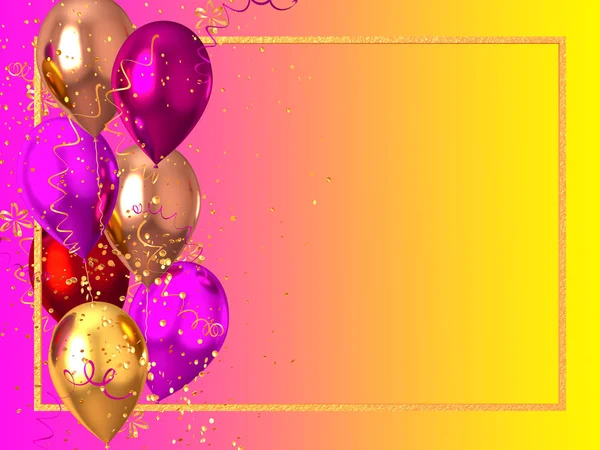 Multi Gekleurde Glanzende Gel Ballen Gouden Confetti Knutselen Rendering — Stockfoto