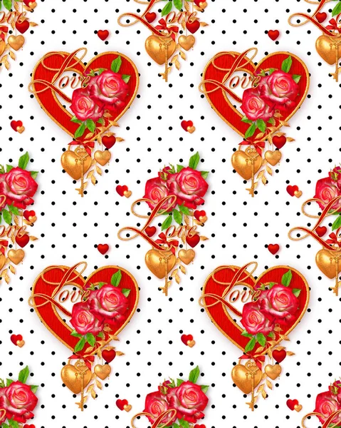 Valentine's Day heart shaped lollipops seamless pattern. Retro candy