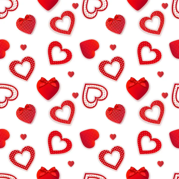 Valentine Day Romantic Decoration Seamless Pattern Red Heart Rendering Mixed — Stock Photo, Image