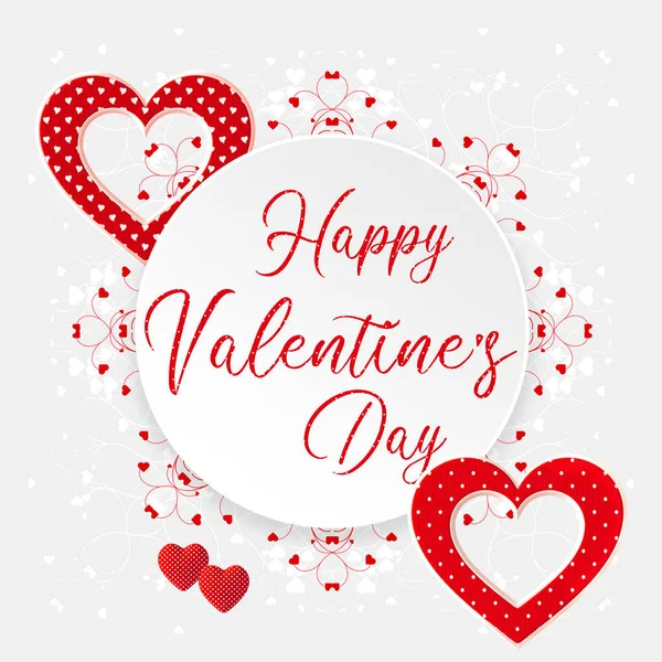 Sevgililer Günü Romantik Dekorasyonu Kırmızı Kalp Yay Süslemesi Güzel Çerçeve — Stok fotoğraf