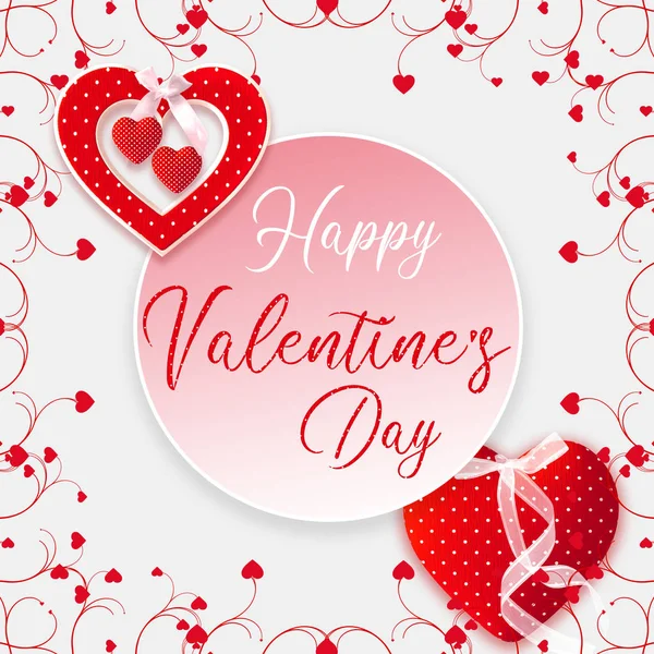Valentýn Romantické Dekorace Červené Srdce Luk Dekorace Krásný Rám Rendering — Stock fotografie