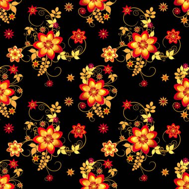 Çiçek aranjmanı, şekillendirilmiş altın yapraklar ve çiçekler, parlak böğürtlenler, narin bukleler, geometrik şekiller, desenli elementler, pürüzsüz desenler, 3D işlemeler.