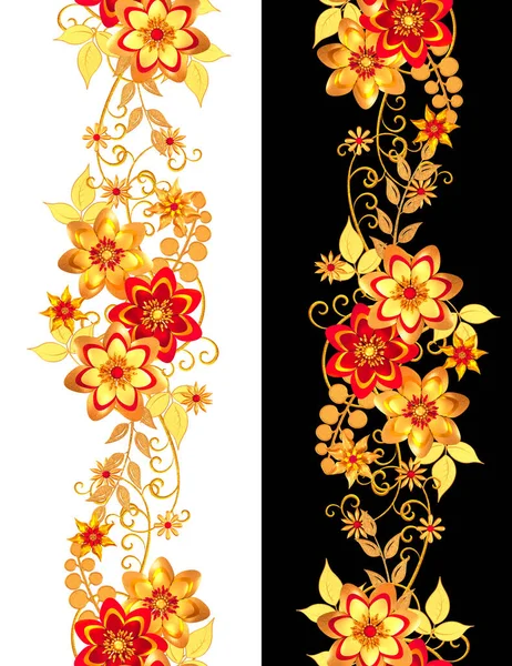 Květinové Aranžmá Stylizované Zlaté Listy Květy Lesklé Bobule Jemné Kudrlinky — Stock fotografie