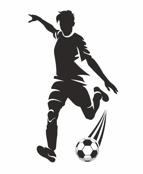 Bir vektörde yapılan bir futbolcu dinamik yaratıcı siluet spor bir ruh hali ürün vermek ve satışları artırmak.
