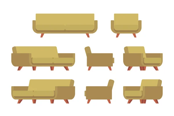 Set aus Retro-Sofa und Sessel — Stockvektor