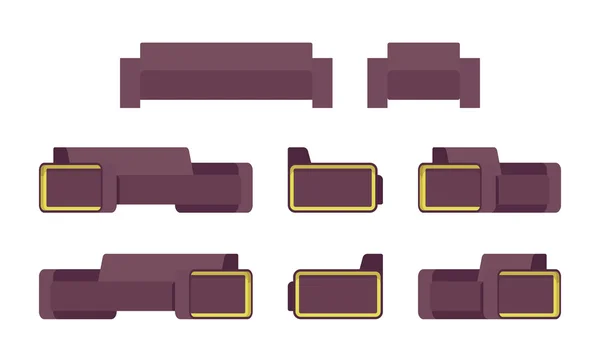 Conjunto de sofá moderno e armchiar —  Vetores de Stock