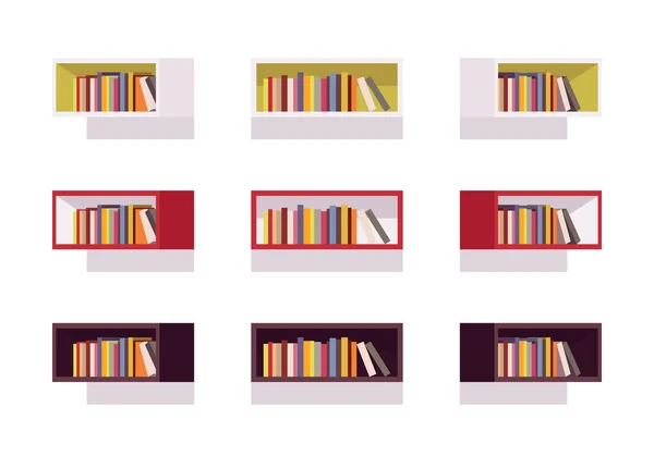 四角形のレトロな本棚のセット — ストックベクタ