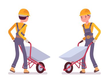 El arabası ile çalışanları kümesi