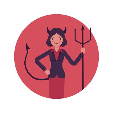 Şeytan kadın kırmızı bir daire içinde