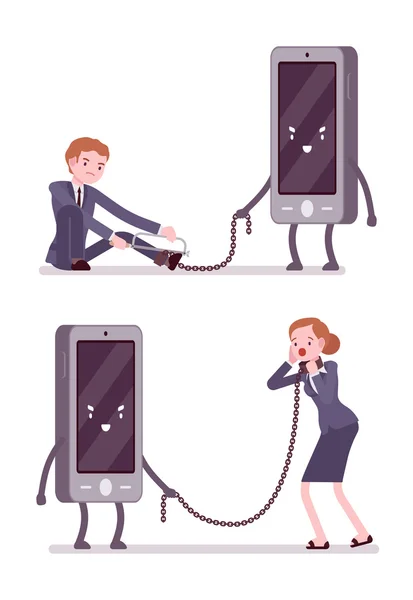 Jeu de l’homme et la femme est esclave par smartphone — Image vectorielle