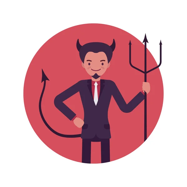 Homme diabolique dans un cercle rouge — Image vectorielle