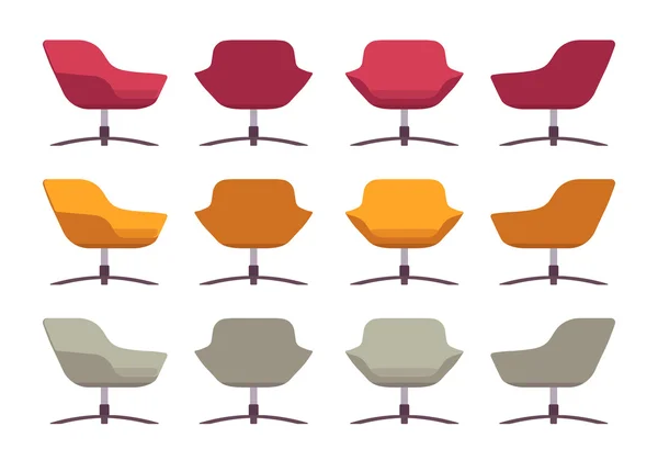 Set aus Retro-Sesseln, purpurrot, orange und grau — Stockvektor